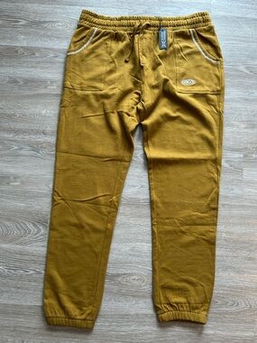 Kangol Men's Mustard Yellow Jogger Sweatpants Elastic Drawstring Waist